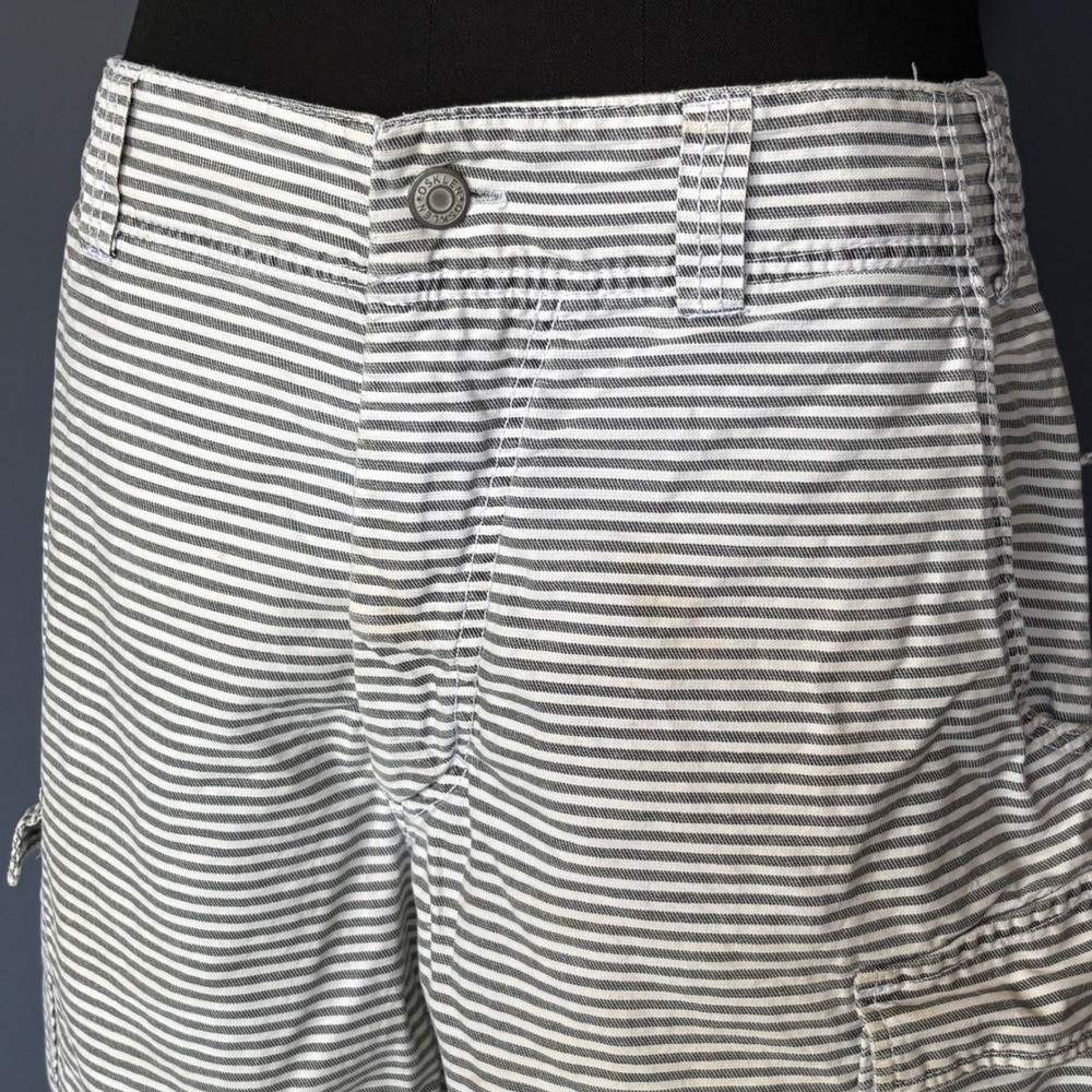 Osklen Rio de Janeiro Striped Cargo Shorts Gray White Cotton | Size 32 |